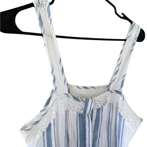 LoveShackFancy Blue & White Striped Lace-Trim Maxi Dress - Picture 4 of 8